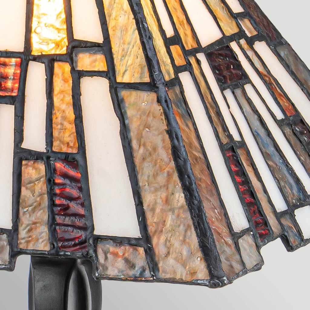 Quoizel Inglenook Small Table Lamp in Valiant Bronze Tiffany Art Glass