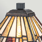 Quoizel Inglenook Small Table Lamp in Valiant Bronze Tiffany Art Glass