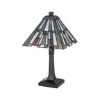 Quoizel Inglenook Small Table Lamp in Valiant Bronze Tiffany Art Glass