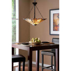 Quoizel Inglenook Tiffany Inverted Pendant Light in Valiant Bronze