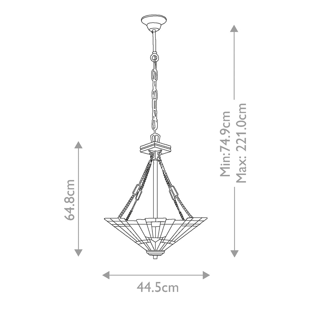 Quoizel Inglenook Tiffany Inverted Pendant Light in Valiant Bronze