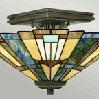 Quoizel Inglenook Tiffany Semi Flush Ceiling Light in Valiant Bronze