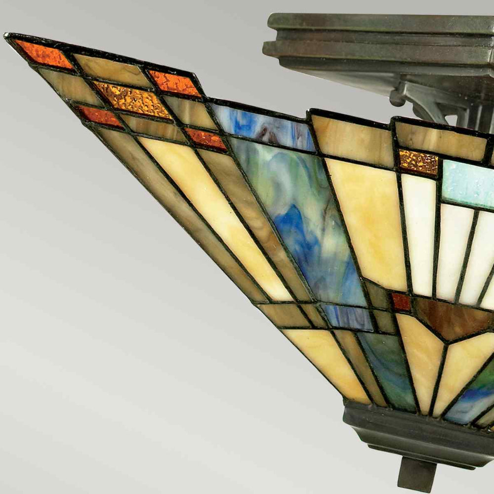 Quoizel Inglenook Tiffany Semi Flush Ceiling Light in Valiant Bronze