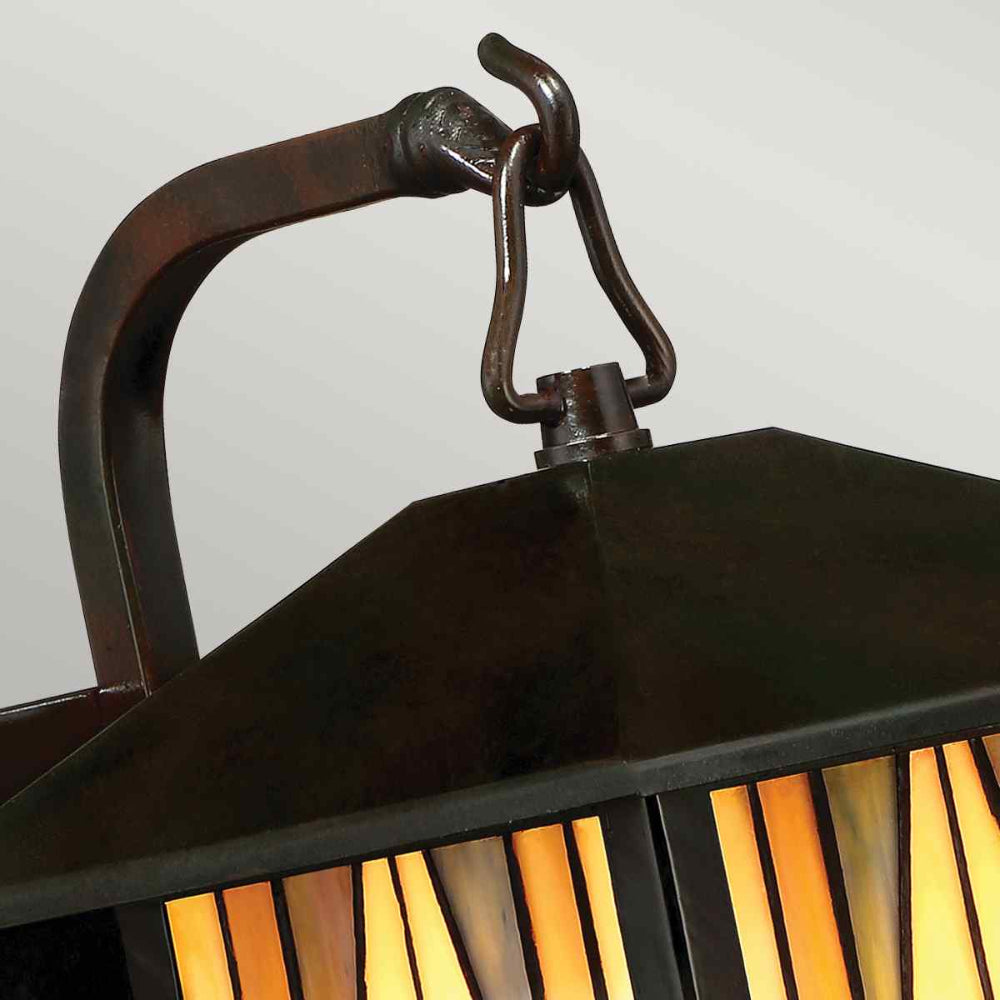 Quoizel Inglenook Tiffany Small Outdoor Wall Lantern in Valiant Bronze