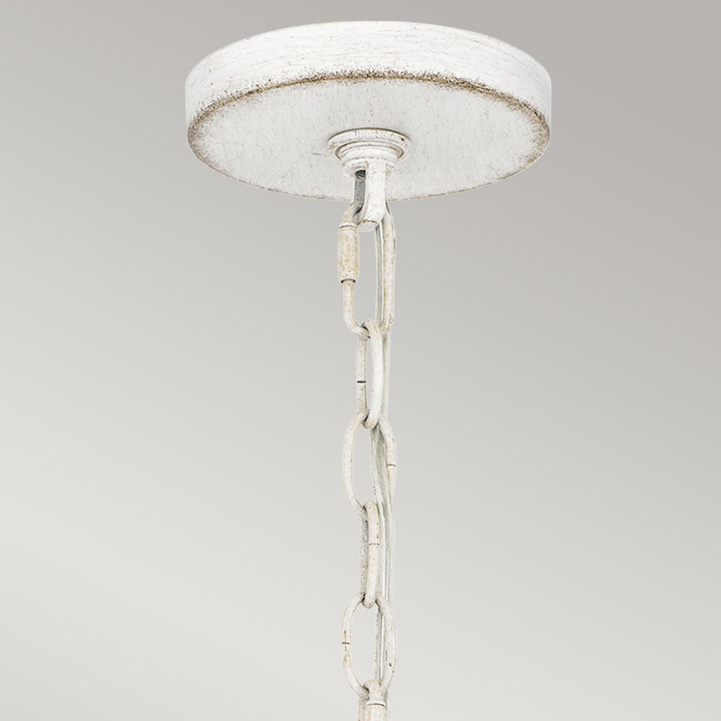Quoizel Lindendale Pendant Antique White Rattan with Clear Shade Inside