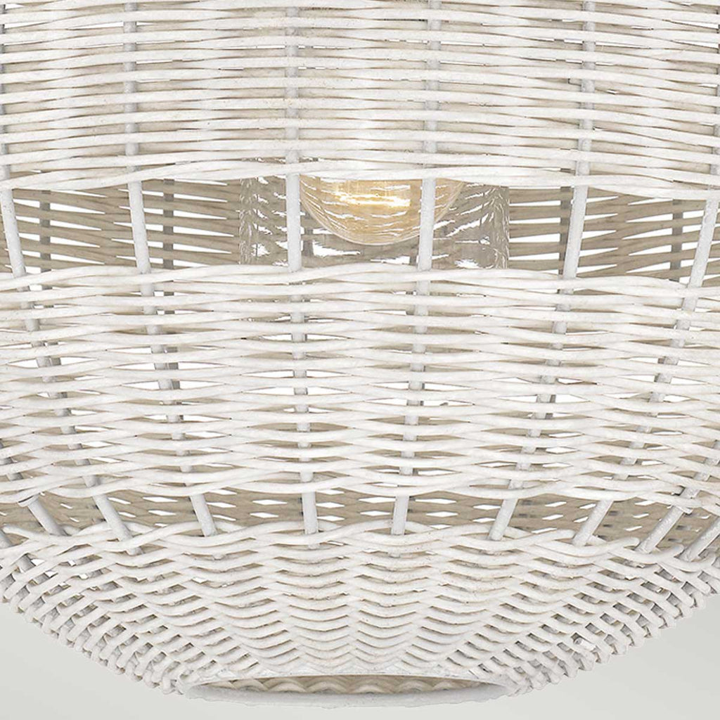 Quoizel Lindendale Pendant Antique White Rattan with Clear Shade Inside