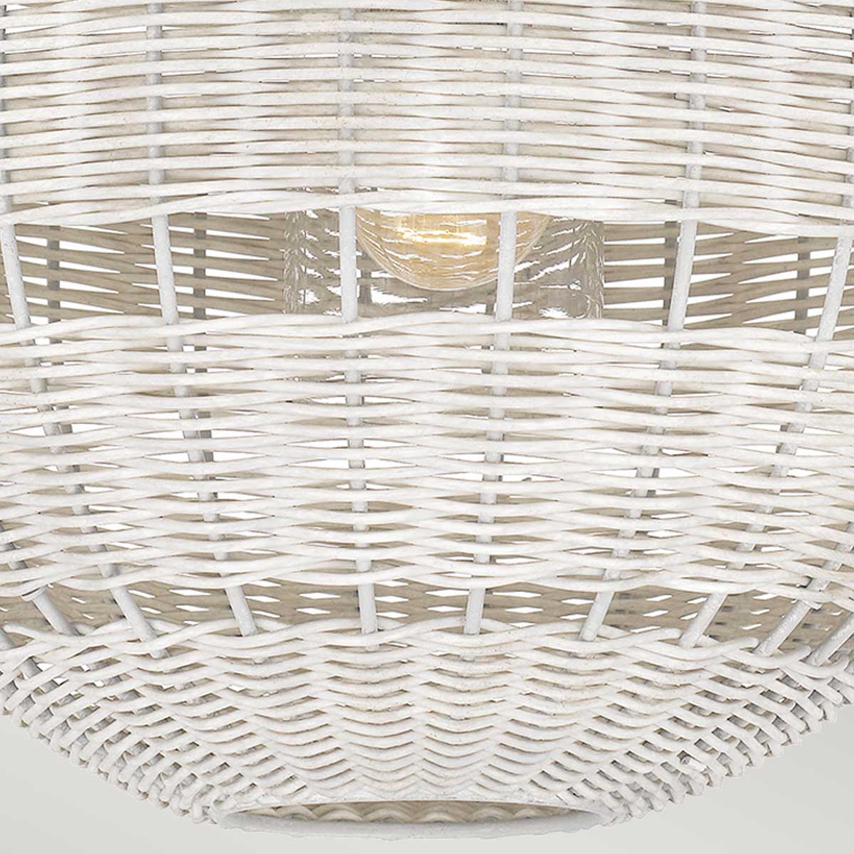 Quoizel Lindendale Pendant Antique White Rattan with Clear Shade Inside