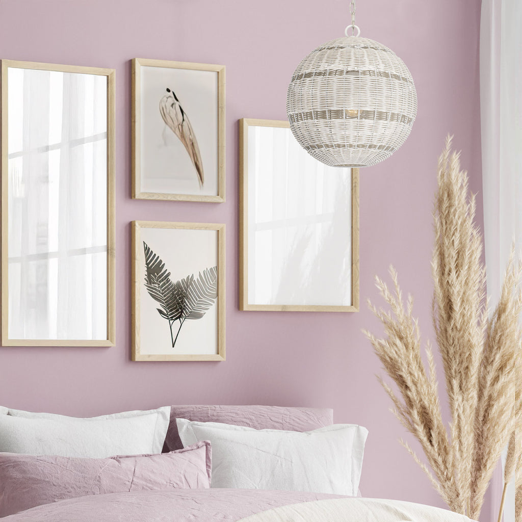 Quoizel Lindendale Pendant Antique White Rattan with Clear Shade Inside