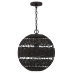 Quoizel Lindendale Pendant Western Bronze Rattan with Clear Shade Inside