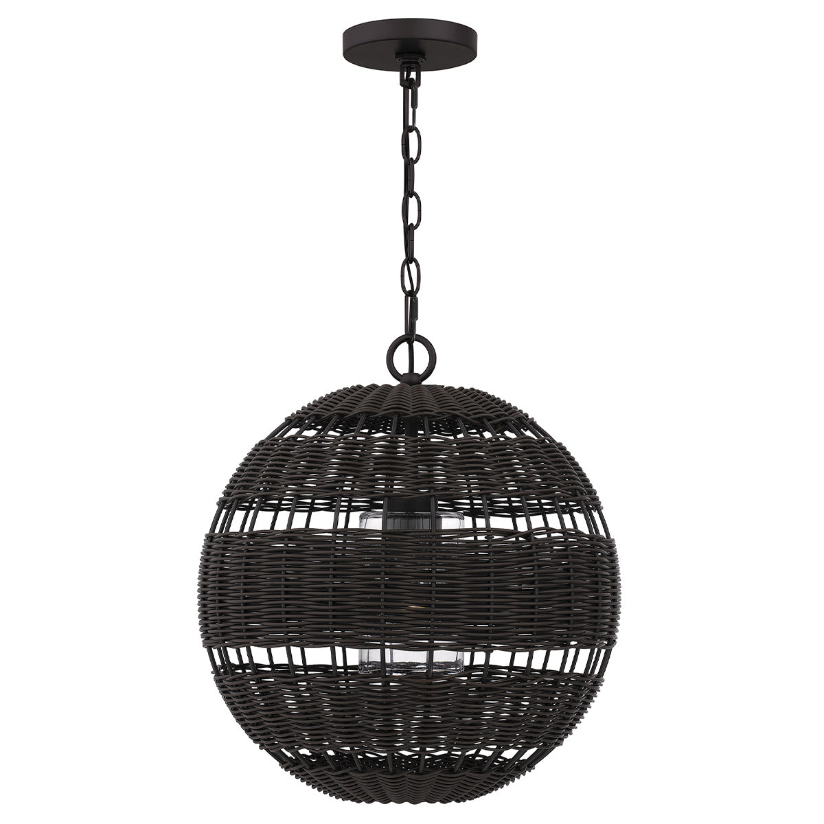 Quoizel Lindendale Pendant Western Bronze Rattan with Clear Shade Inside
