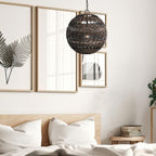 Quoizel Lindendale Pendant Western Bronze Rattan with Clear Shade Inside
