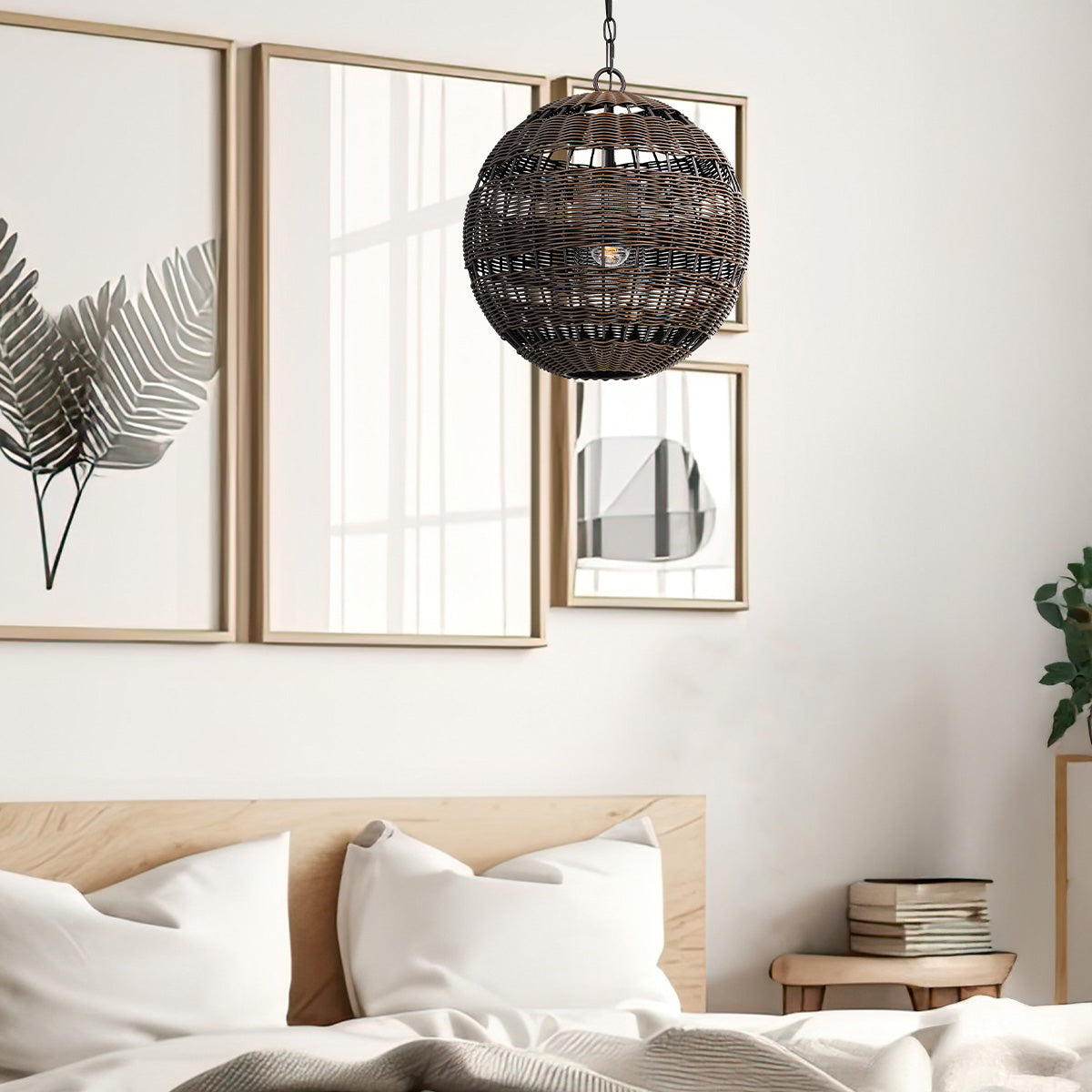 Quoizel Lindendale Pendant Western Bronze Rattan with Clear Shade Inside