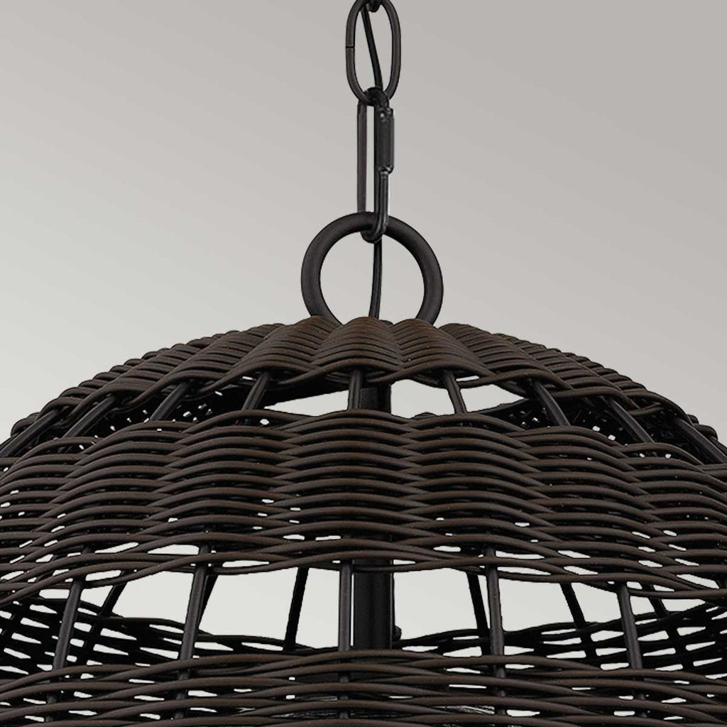 Quoizel Lindendale Pendant Western Bronze Rattan with Clear Shade Inside