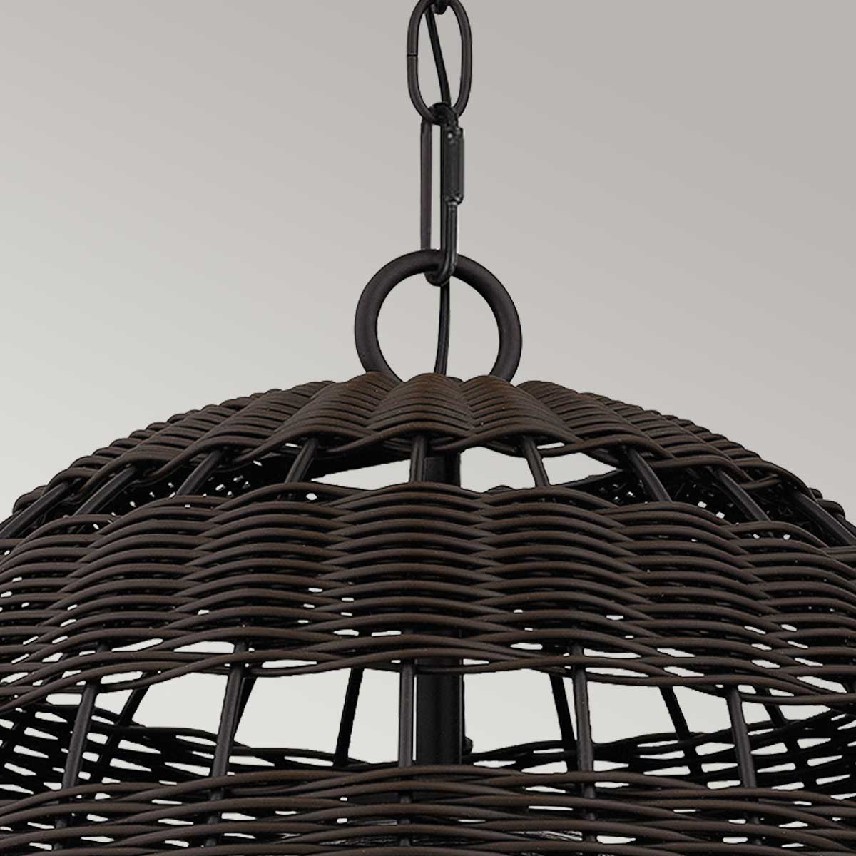 Quoizel Lindendale Pendant Western Bronze Rattan with Clear Shade Inside