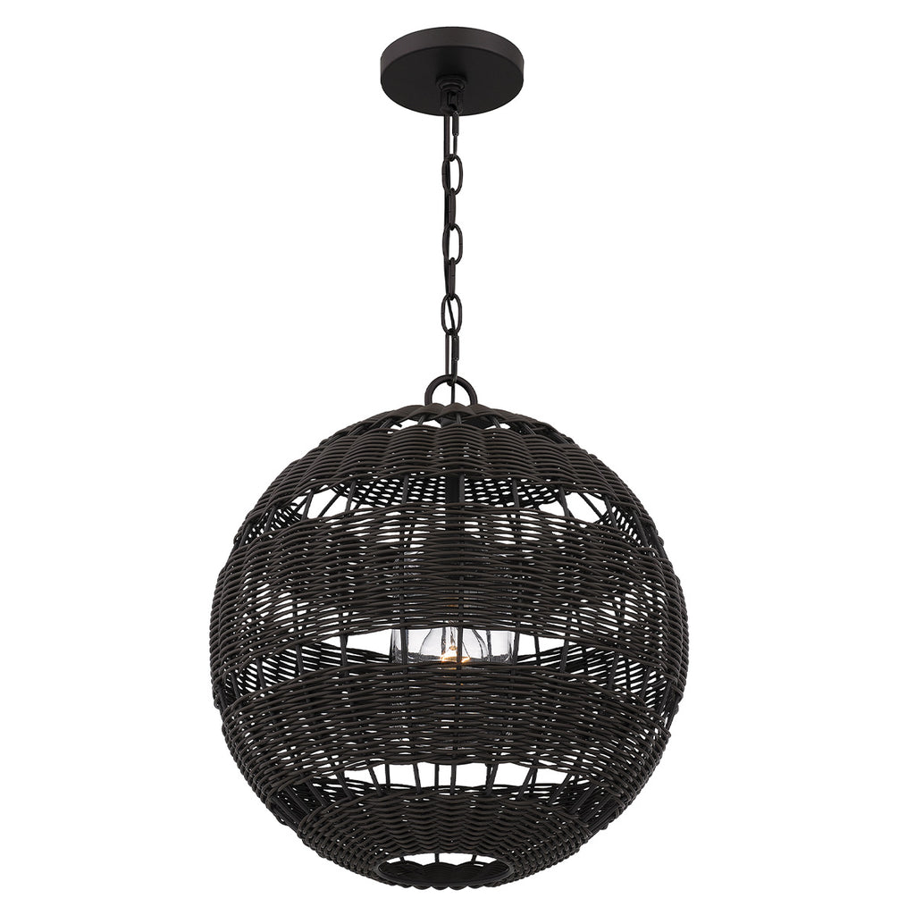 Quoizel Lindendale Pendant Western Bronze Rattan with Clear Shade Inside
