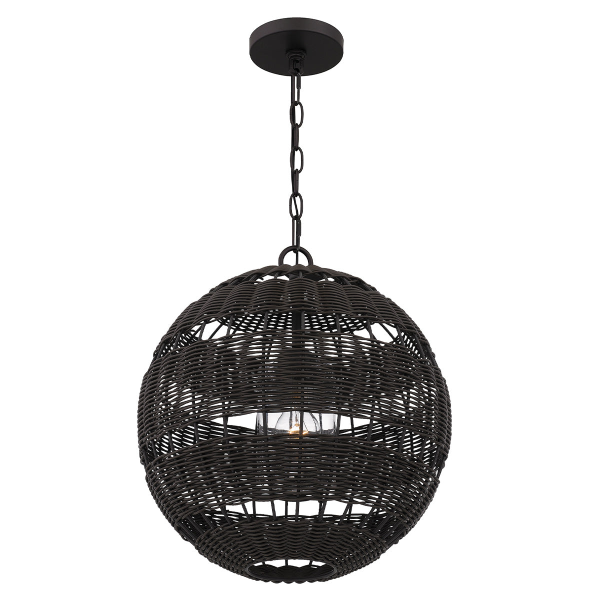 Quoizel Lindendale Pendant Western Bronze Rattan with Clear Shade Inside