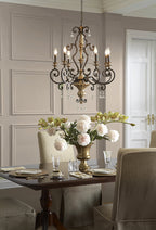 Quoizel Marquette 6 Light Crystal Pendant Light in Bronze Gold