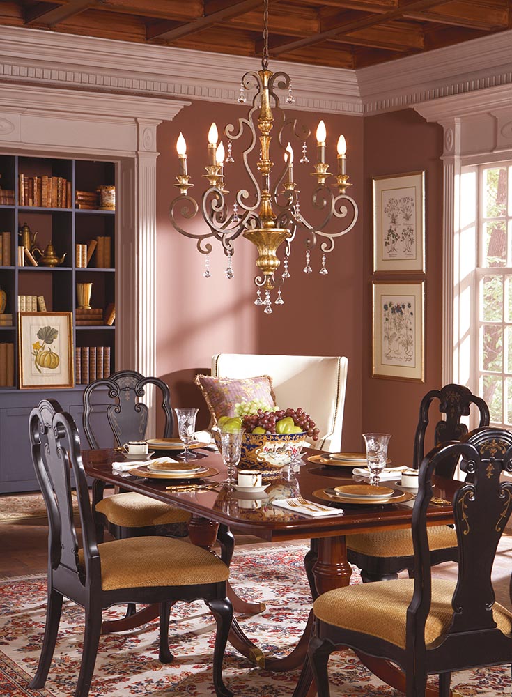 Quoizel Marquette 6 Light Crystal Pendant Light in Bronze Gold