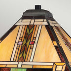 Quoizel Navajo 2 Light Tiffany styleTable Lamp Bronze with Art Glass Shade