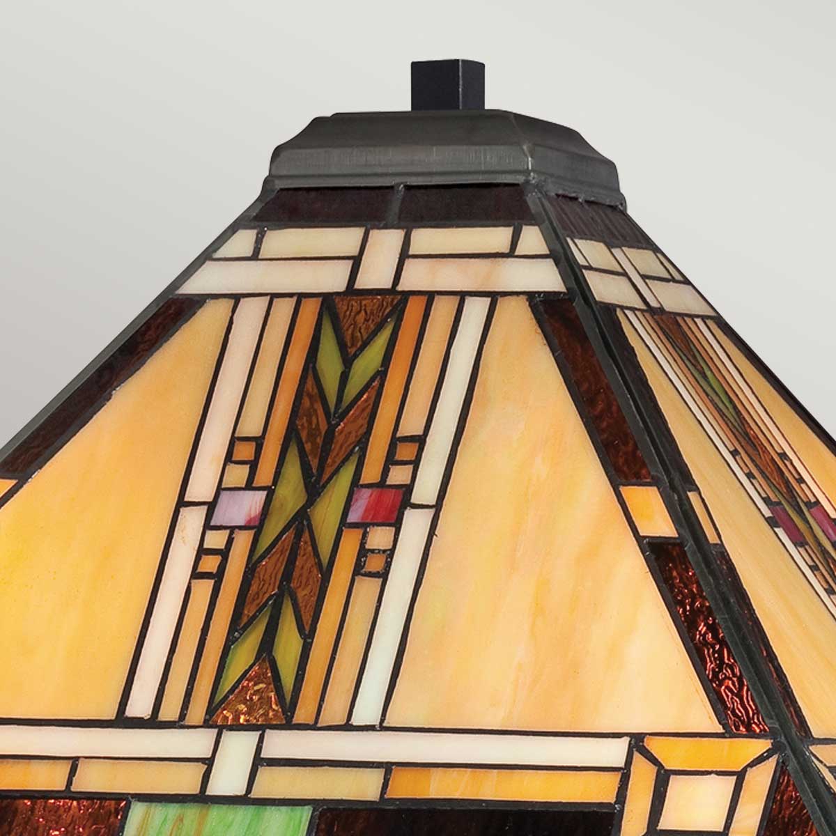 Quoizel Navajo 2 Light Tiffany styleTable Lamp Bronze with Art Glass Shade
