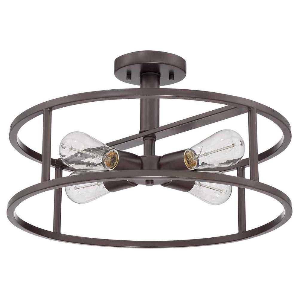 Quoizel New Harbor 4 Light Semi Flush Ceiling Light in Western Bronze