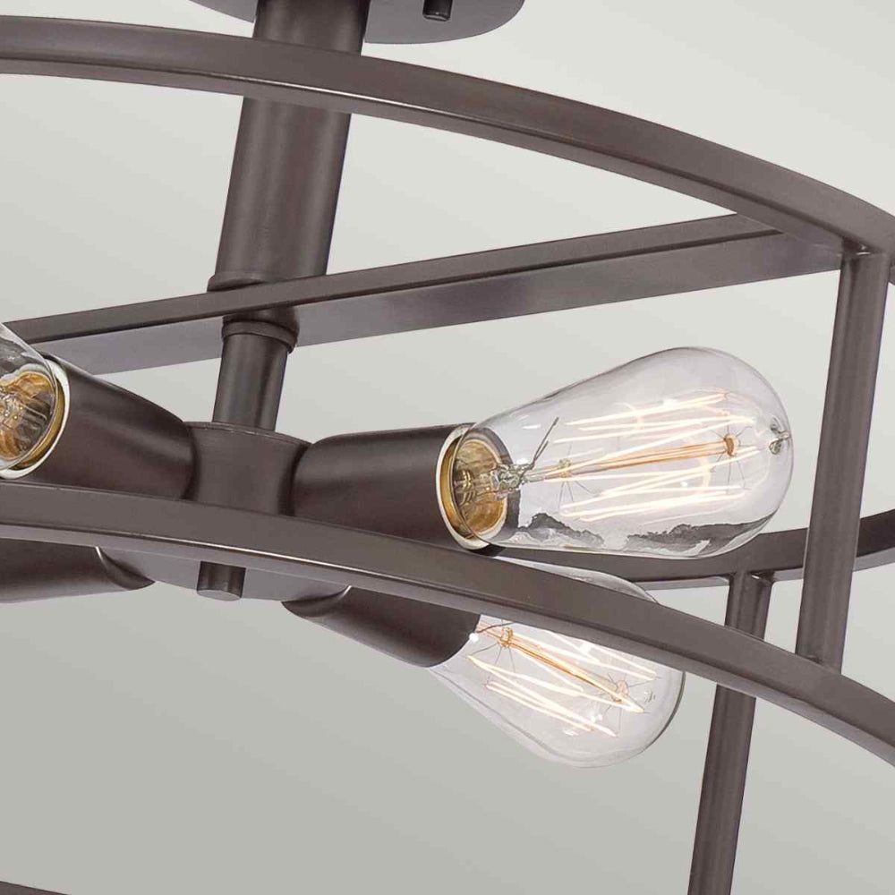 Quoizel New Harbor 4 Light Semi Flush Ceiling Light in Western Bronze