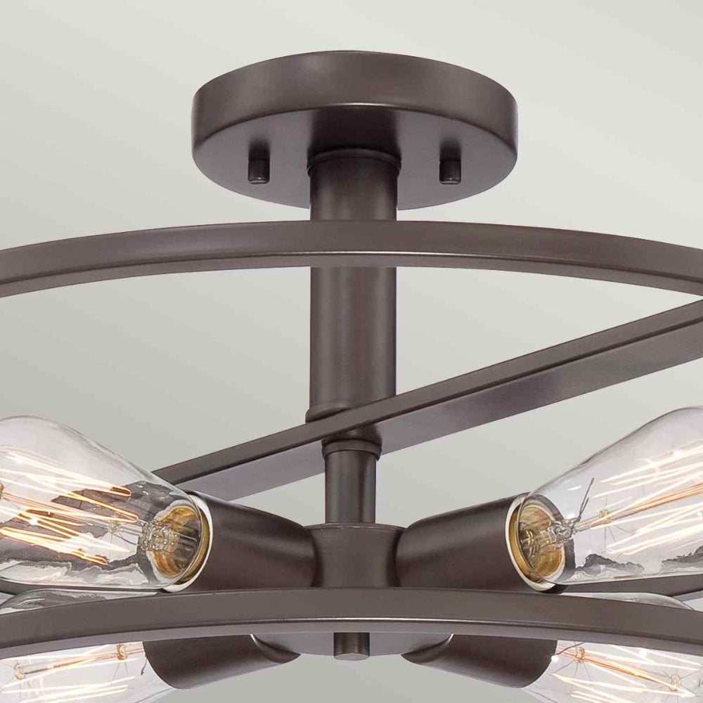 Quoizel New Harbor 4 Light Semi Flush Ceiling Light in Western Bronze