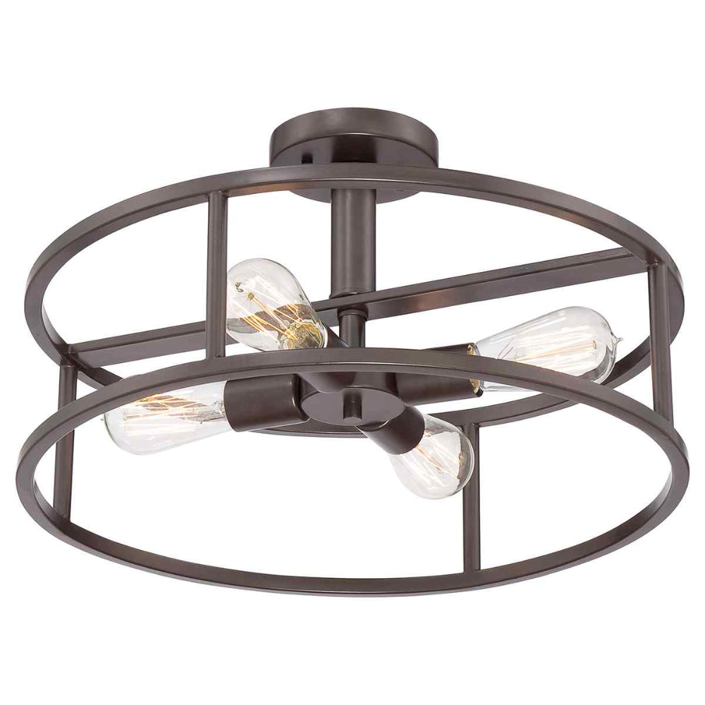 Quoizel New Harbor 4 Light Semi Flush Ceiling Light in Western Bronze