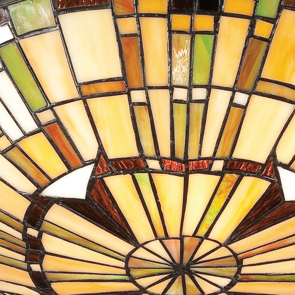 Quoizel Reed 2 Light Tiffany style Flush Valiant Bronze & Art Glass Shade