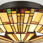 Quoizel Reed 2 Light Tiffany style Flush Valiant Bronze & Art Glass Shade