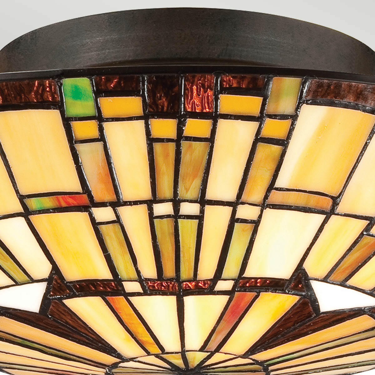 Quoizel Reed 2 Light Tiffany style Flush Valiant Bronze & Art Glass Shade