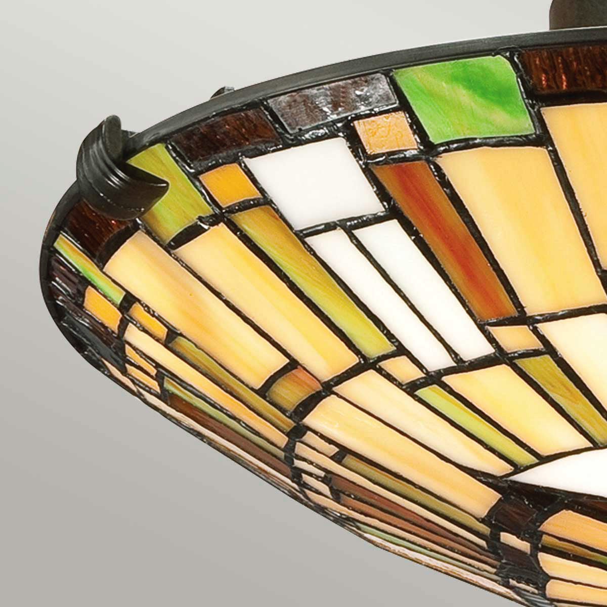 Quoizel Reed 2 Light Tiffany style Flush Valiant Bronze & Art Glass Shade