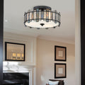 Quoizel Sentry 2 Light Semi-Flush in Black & Art Glass