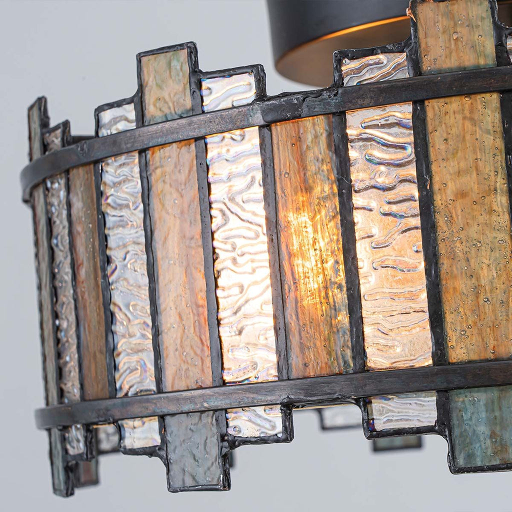 Quoizel Sentry 2 Light Semi-Flush in Black & Art Glass