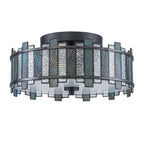 Quoizel Sentry 2 Light Semi-Flush in Black & Art Glass