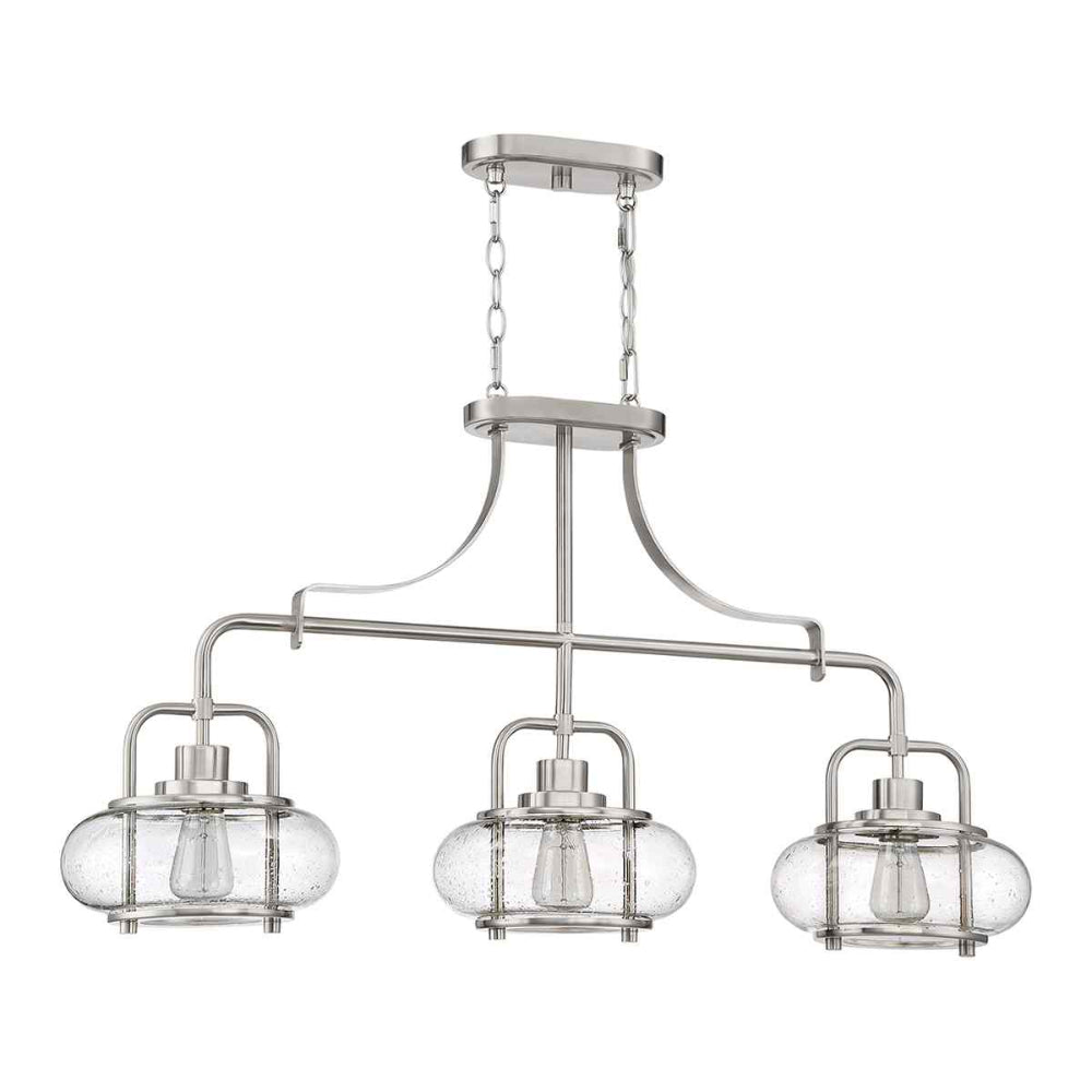 Quoizel Trilogy 3 Light Bar Pendant Light in Brushed Nickel