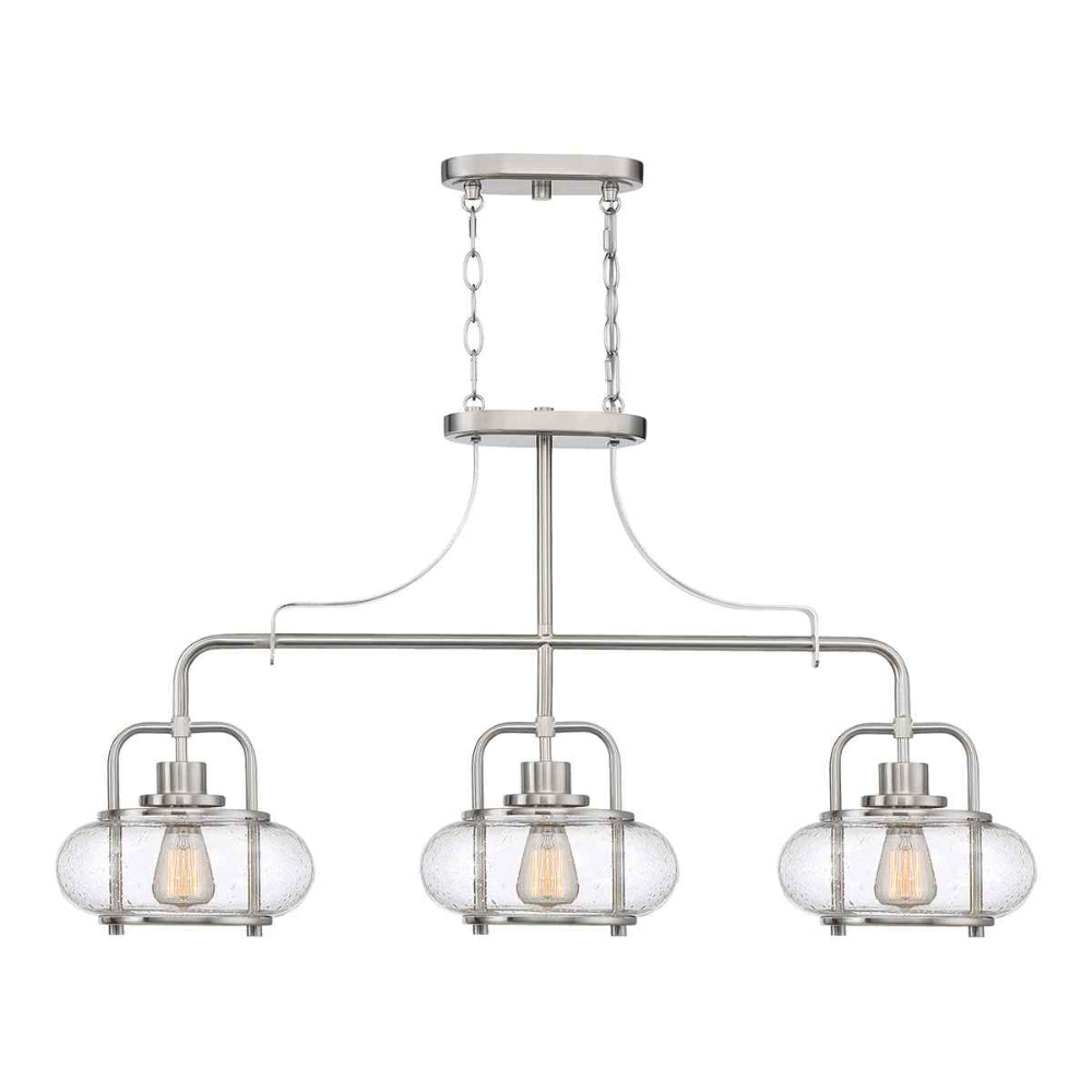 Quoizel Trilogy 3 Light Bar Pendant Light in Brushed Nickel