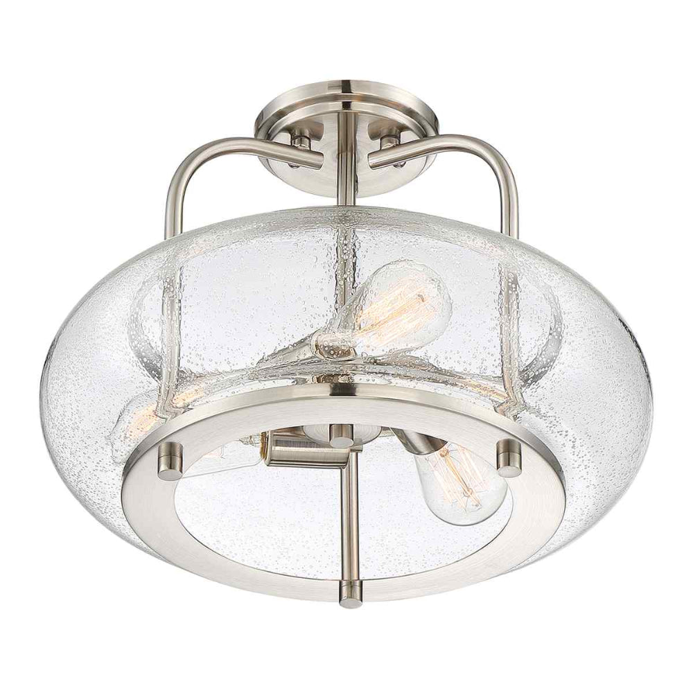 Quoizel Trilogy 3 Light Semi Flush Ceiling Light in Brushed Nickel