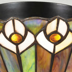 Quoizel Watkins 2 Light Tiffany style Flush Valiant Bronze & Art Glass Shade