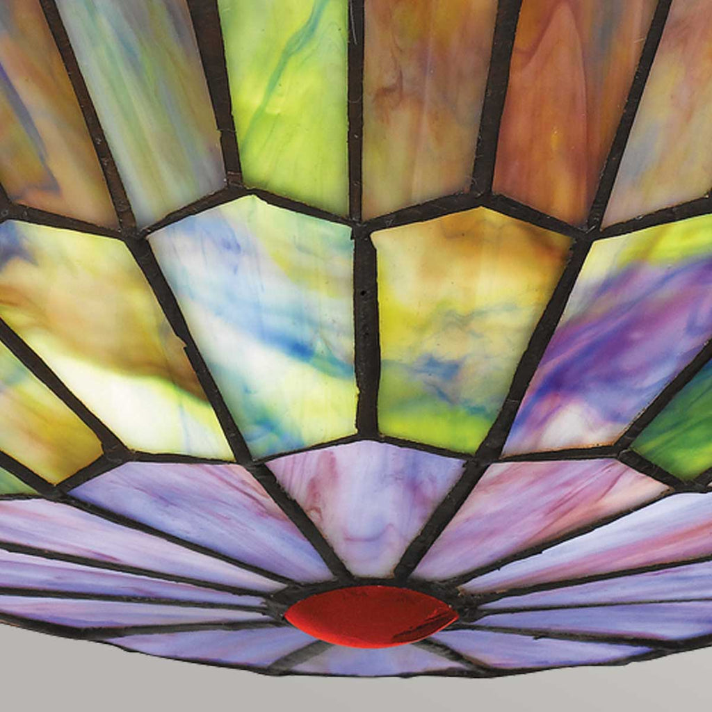 Quoizel Watkins 2 Light Tiffany style Flush Valiant Bronze & Art Glass Shade