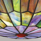 Quoizel Watkins 2 Light Tiffany style Flush Valiant Bronze & Art Glass Shade