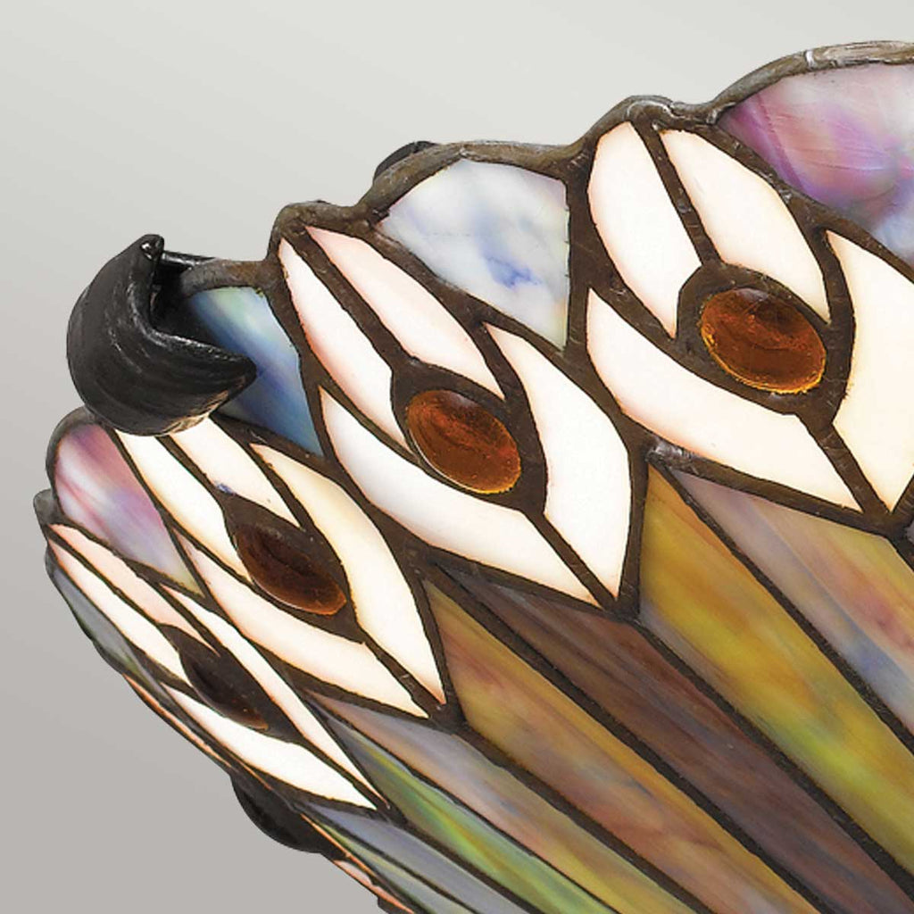 Quoizel Watkins 2 Light Tiffany style Flush Valiant Bronze & Art Glass Shade