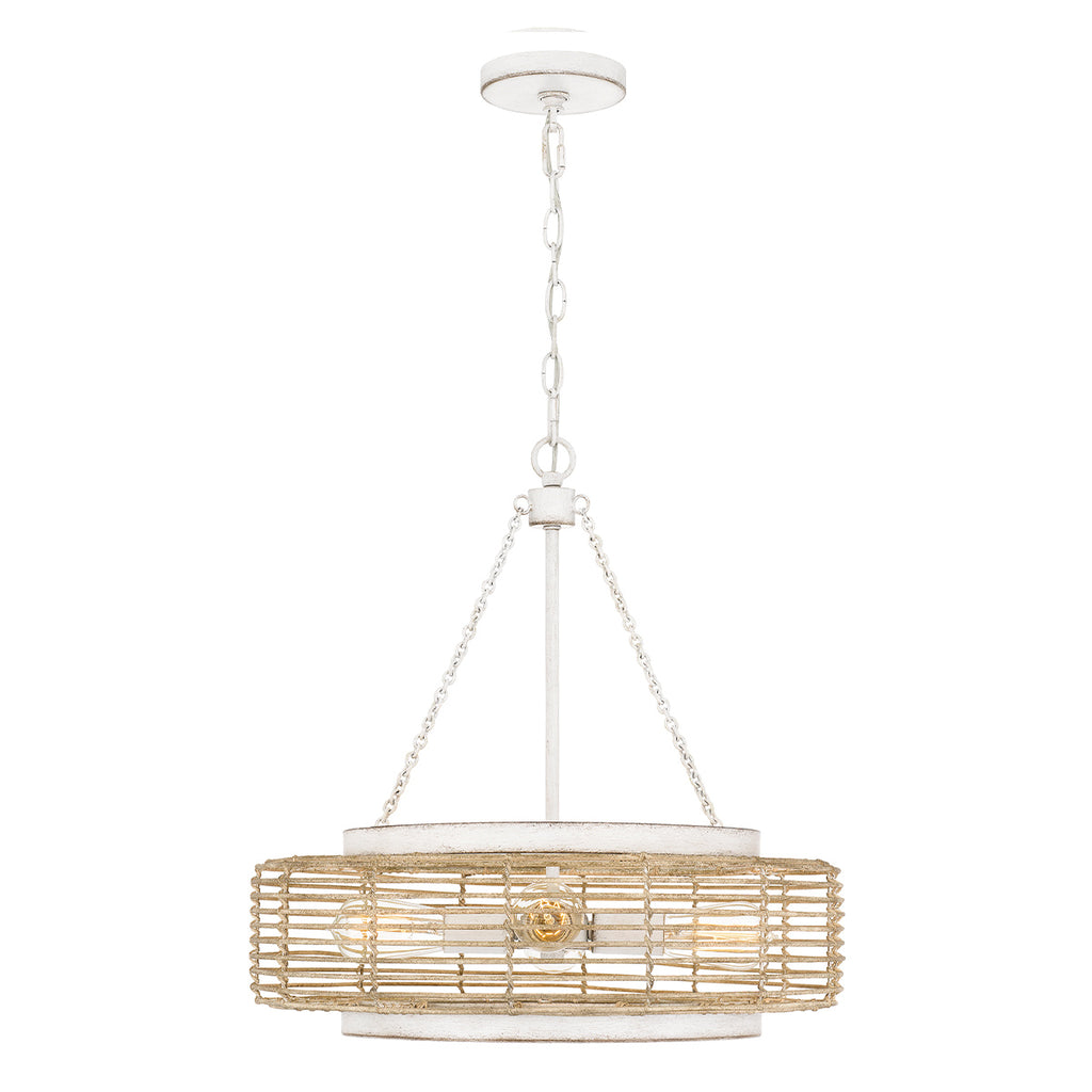 Quoizel Waylon 4 Light Pendant Antique White with Rope Shade