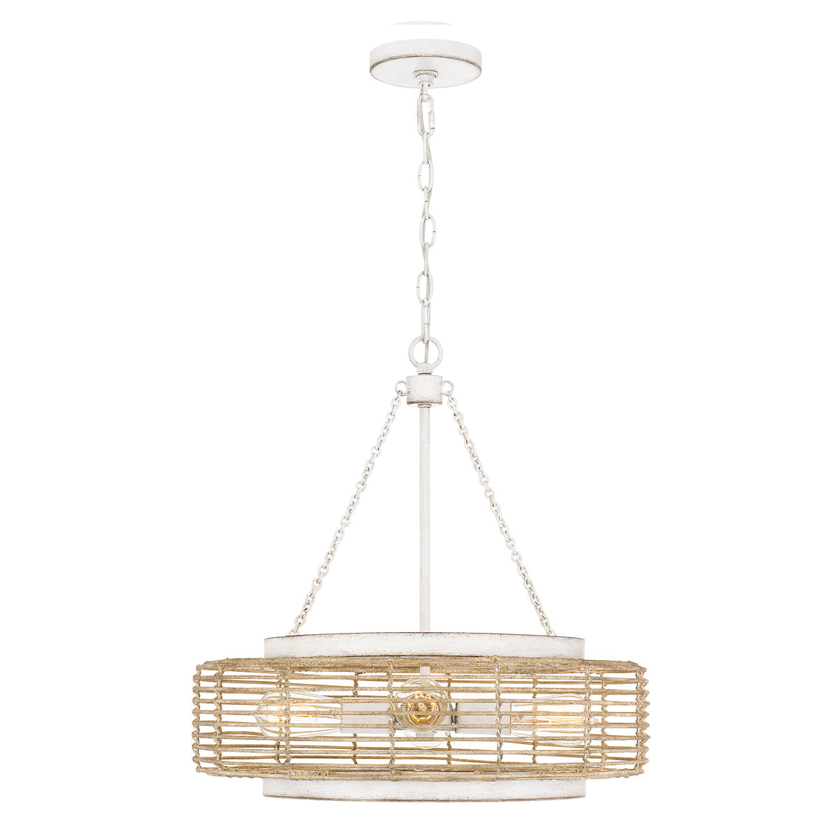 Quoizel Waylon 4 Light Pendant Antique White with Rope Shade