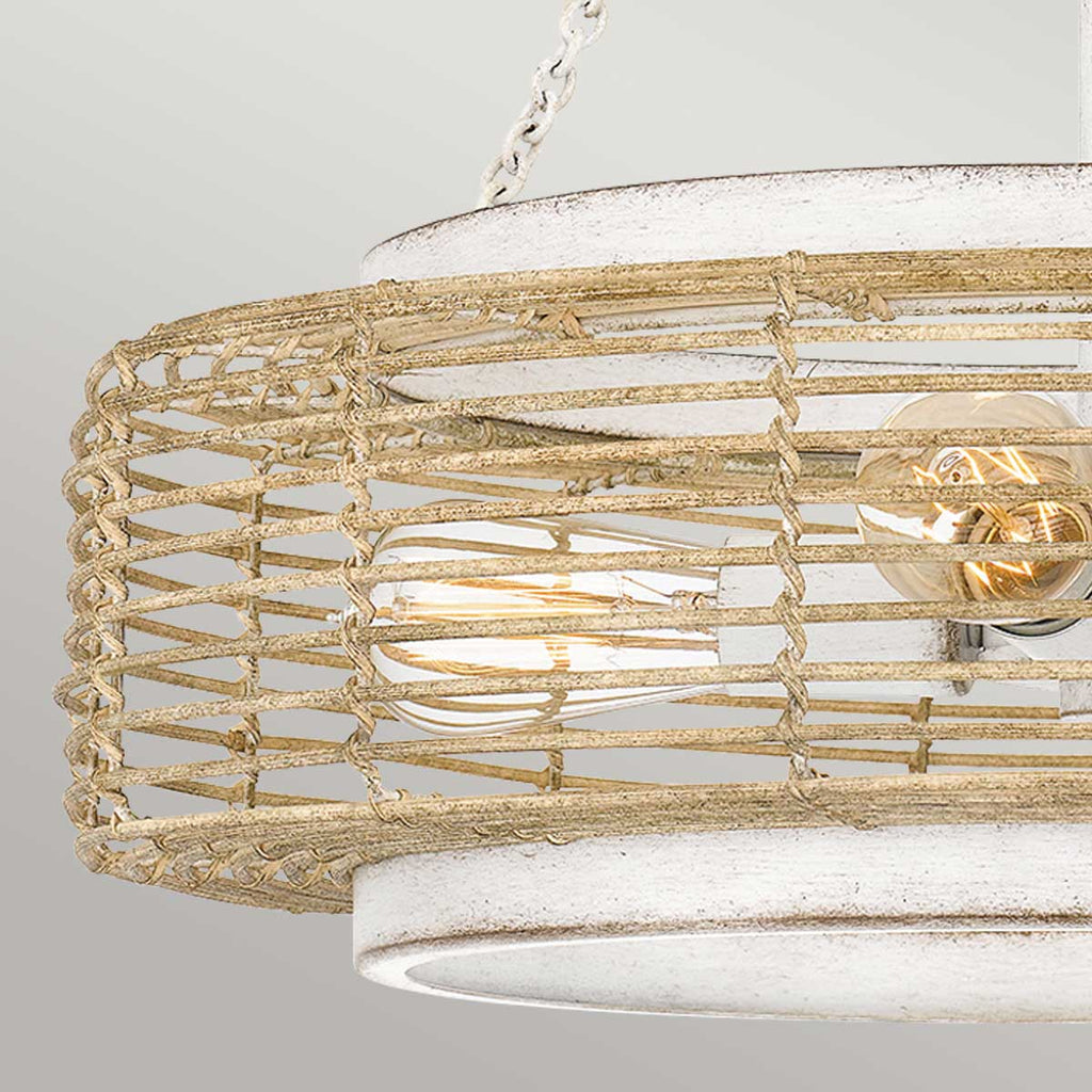 Quoizel Waylon 4 Light Pendant Antique White with Rope Shade