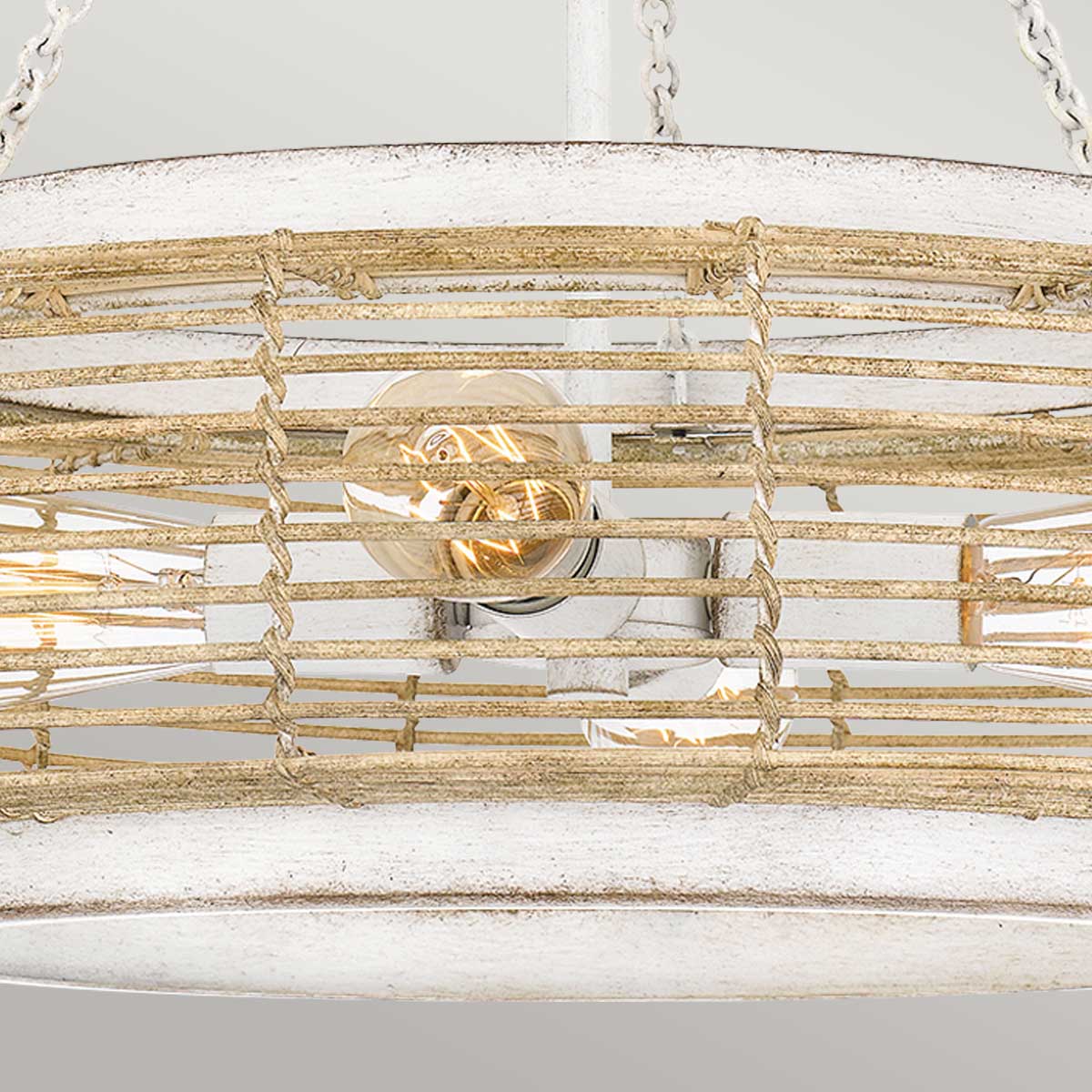 Quoizel Waylon 4 Light Pendant Antique White with Rope Shade