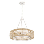 Quoizel Waylon 4 Light Pendant Antique White with Rope Shade