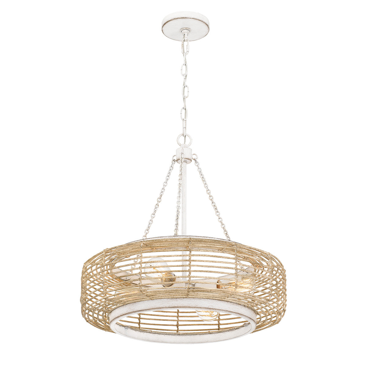 Quoizel Waylon 4 Light Pendant Antique White with Rope Shade