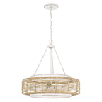 Quoizel Waylon 4 Light Pendant Antique White with Rope Shade