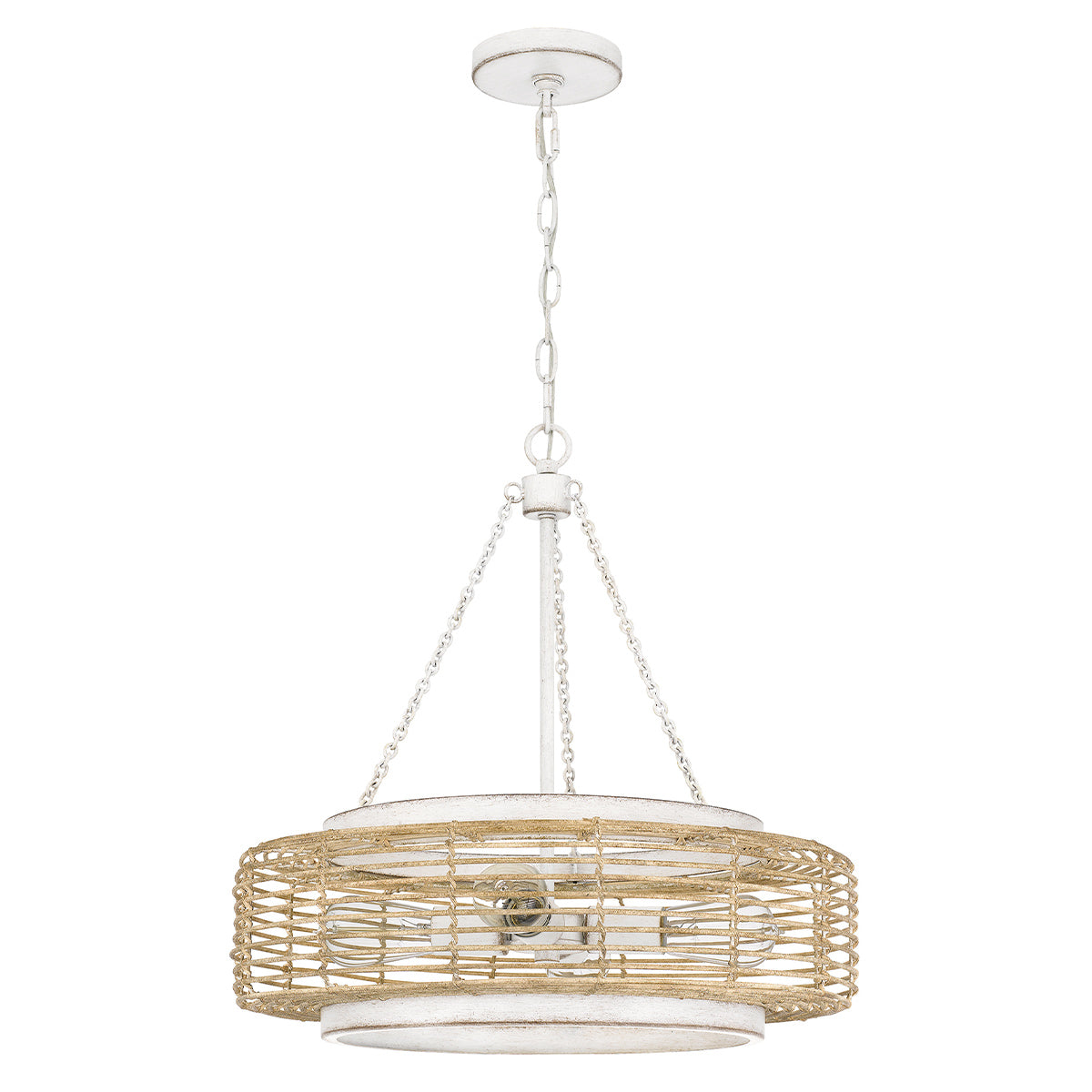 Quoizel Waylon 4 Light Pendant Antique White with Rope Shade